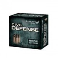 Liberty Civil Defense Nickel-Plated Brass Cased Centerfire HP +P Ammo