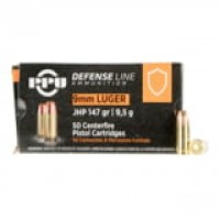 PPU Defense Luger Brass Cased JHP Ammo