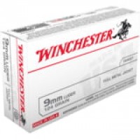 Winchester USA Luger Brass Casing Centerfire FMJ Ammo