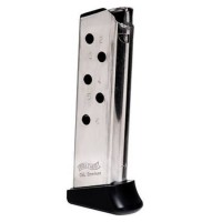 ther PPK 6 Round Magazine W/Finger Rest .380 ACP Nickel Ammo