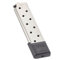  Products 12150 Power Mag Plus Stainless Steel With Black Base Pad Detachable 10rd 45 ACP For 1911 Government  Ammo