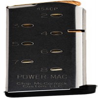  Products 14132 Power Mag Stainless Steel With Black Base Pad Compact Detachable 8rd 45 ACP For 1911 Officer  Ammo