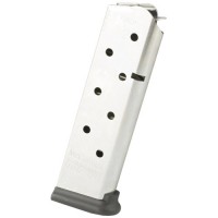  Products 17130 Railed Power Mag Stainless Steel With Black Base Pad Detachable 8rd 45 ACP For 1911 Government  Ammo